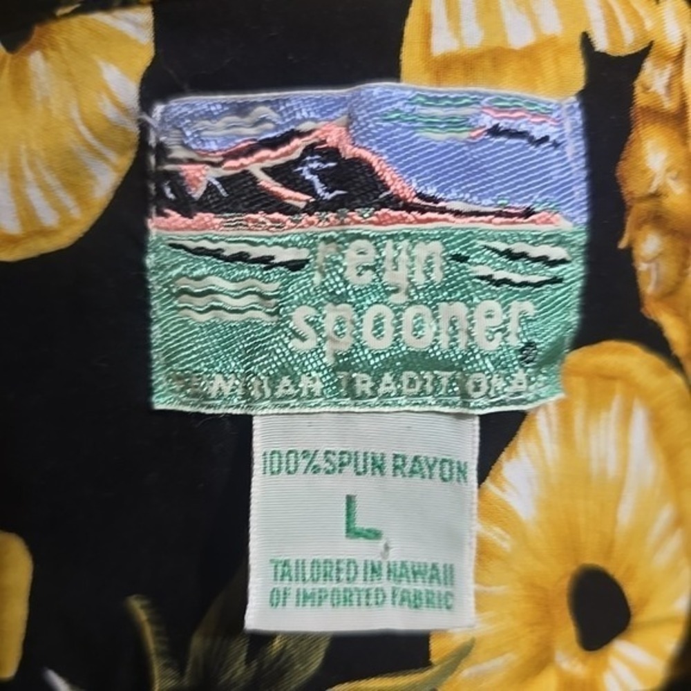 REYN SPOONER Men's Golden Juicy‎ Pineapple Hawaiian Aloha Shirt Black L - Picture 2 of 7